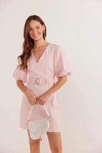 Minkpink: Mink Pink - Kiko Drill Mini Dress - Baby Pink