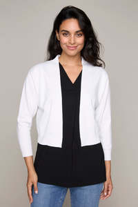 Size Small: Crop Cardi - Carre Noir - White