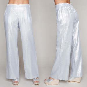 Size Small: Woven Wide Leg Pants - Carre Noir - Blue / Silver