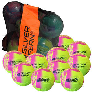 Silver Fern Tui Match Netballs Pack of 10 With Carry Bag Yellow