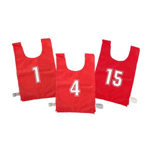 Sports Bibs Teambands: Nylon Bib Set Numbered 1-15 Red