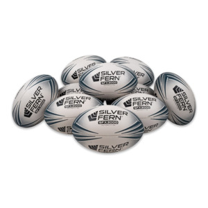 Sports Packs Kits: Silver Fern SFX300 Rugby Ball Pack of 10 With Carry Bag Size 5
