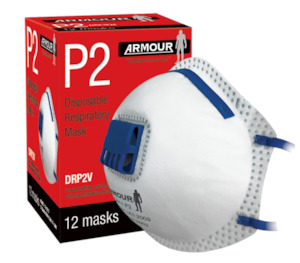 Armour | Disposable Respirator Valve Mask – P2 12 Pack | DMP2V