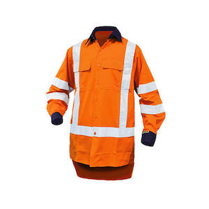 Hi Vis Shirts T Shirts Singlets: Safe-T-Tec | Orange/Navy Ripstop TTMC Shirt 155gsm Cotton DN | 801148