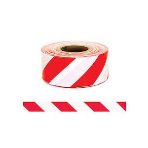 Covid 19 Site Signage Options: Esko | Diagonal Red/White Stripe Barrier Warning Tape