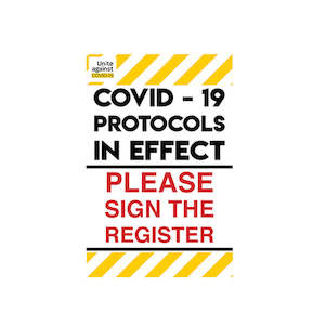 Covid 19 Site Signage Options: Covid-19 Sign in register sign | 300 x 450 Coreflute Board