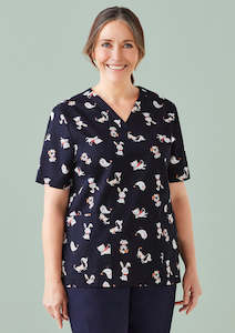 Biz Care | Womens Printed Best Friends Scrub Top | CST147LS