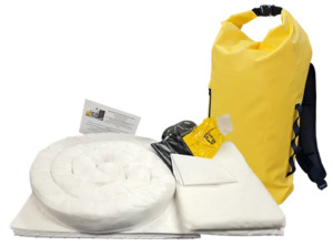 25 Litre Oil / Hydrocarbon Spill kit in Weather Resistant Dry Bag Back Pack