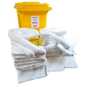 Spill Kits: 240 Litre Oil Spill kit in Wheelie Bin PREMIUM