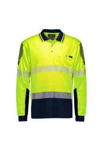 Mens Hi Vis Flux Segmented Tape Long Sleeve Polo ZH550