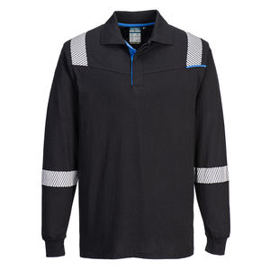 Everyday Workwear: WX3 Modaflame Knit FR Long Sleeve Polo Shirt Black - FR711