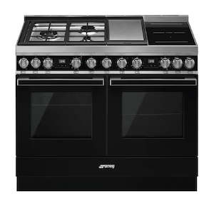 Freestanding Ovens: Smeg Portofino 120cm Freestanding Pyrolytic Oven with Gas and Induction Cooktop