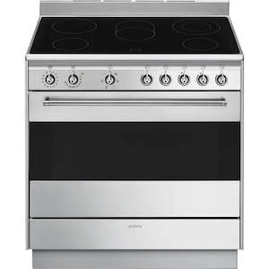 SMEG 90CM STAINLESS STEEL FREESTANDING OVEN WITH CERAMIC TOP