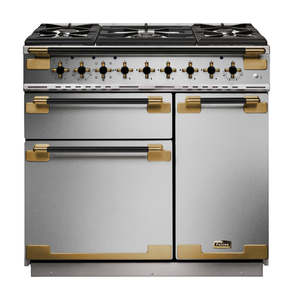 Freestanding Ovens: FALCON ELISE LUXE 90CM DUAL FUEL BLACK EDITION STAINLESS ANTIQUE BRASS