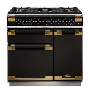 FALCON ELISE LUXE 90CM DUAL FUEL BLACK EDITION GLOSS BLACK ANTIQUE BRASS