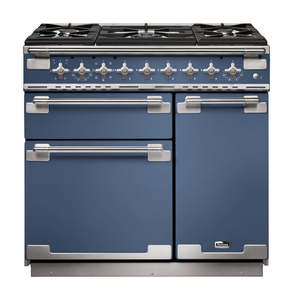 Freestanding Ovens: FALCON ELISE 90CM DUAL FUEL RANGE COOKER STONE BLUE