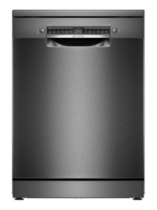 Dishwashers: Bosch Series 4 Free-standing Dishwasher, 60cm Brushed Black Steel anti-fingerprint