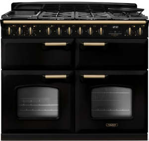 Cooking: Falcon ESTEL DELUXE 110CM DUAL FUEL FREESTANDING COOKER ANTIQUE BRASS SLOW COOK