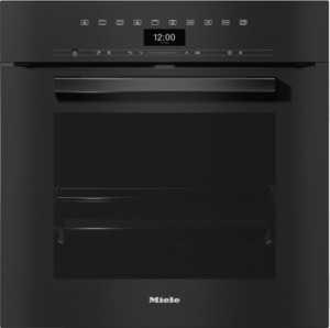 Single Wall Ovens: Miele H7464 BP Vitroline Obsidian Black Pyrolytic Oven