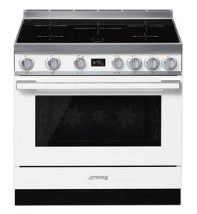 SMEG 90CM PORTOFINO PYROLYTIC/INDUCTION WHITE COOKER