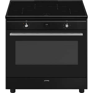 SMEG Classic MF 4 Zone Induction Freestanding Cooker 90cm Gloss Black