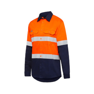 Shirts Polos: K54025 King Gee Men's Vented Spliced Drill Shirt with Tape