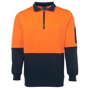 6HVFH JB'S Wear Hi Vis 1/2 Zip Fleecy Sweat in Orange/Navy or Lime/Navy