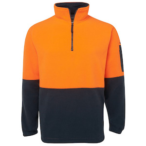 6HVPF JB'S Wear Men's Hi Vis 1/2 Zip Polar Fleece in Orange/Navy or Lime/Navy