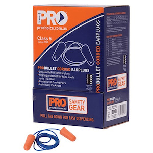 Ear Muffs: Pro Choice Safety Gear Probullet Disposable Corded Earplugs 100 pairs