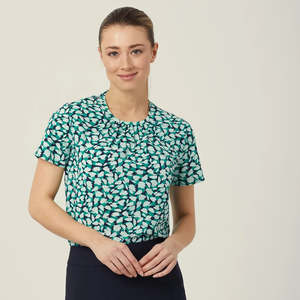 Frontpage: CATUFA CLEARANCE NNT Antibacterial Petal Print Short Sleeve Top