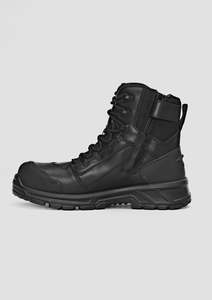 Work Boots: ZFL601 SYZMIK UltraFort 6Z Side Zip Boot IN Black and Wheat Nubuck