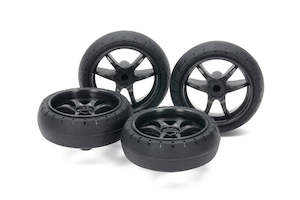 Tamiya Mini 4wd 15546 LG Dia. Low Friction Arched Tires & Carbon Wheels