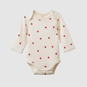 Nature Baby: Raspberry Print- Cotton Long Sleeve Bodysuit