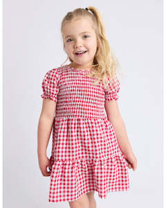 Eve Girl: Elsa Gingham Shirred Dress