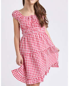 Elsa Gingham Dress-Red