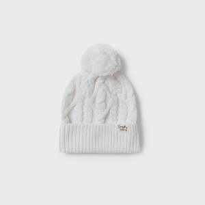 Hats Mittens: White Organic Baby Knit Beanie