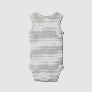 Clothing: Short Sleeve Bodysuit - Grey Marl Stripe