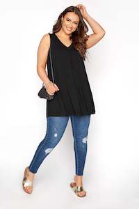 Maternity Clothing: Over-Size V-Neck Sleeveless Top Black | TOUCHANDCATCH NZ
