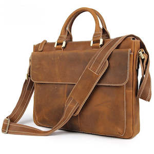 Briefcase: Genuine Leather Crossbody, 15.6" Laptop Bag, Briefcase 413 | TOUCHANDCATCH NZ