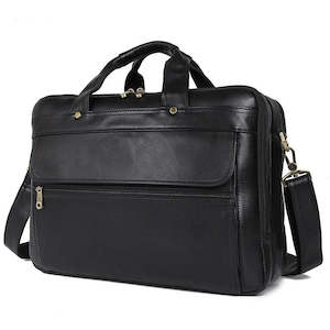 Briefcase: Men's Genuine Leather Briefcase, 15.6" Laptop Bag, Crossbody Bag Black Colour 446 | TOUCHANDCATCH NZ