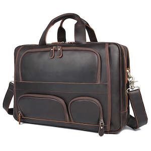 Briefcase: Men's Genuine Leather Crossbody Bag, 17.6" Laptop Bag, Briefcase 489 | TOUCHANDCATCH NZ