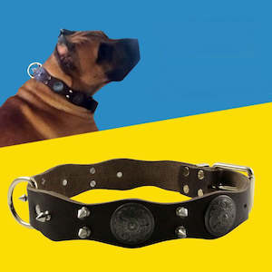 Collars And Leads: Genuine Leather Dog Collar Vintage Style | TOUCHANDCATCH NZ
