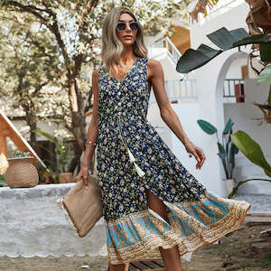 Womens Clothing: Women's V-Nect Midi Dress TC017 | TOUCHANDCATCH NZ