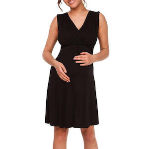 Womens Clothing: V-Nect Maternity Dress Black 8962 | TOUCHANDCATCH NZ
