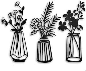 Home Decor: Home Decor, Metal Wall Art Flower In Bottle Set | TOUCHANDCATCH NZ