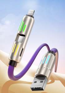 Mobile Phones: 240W 4-In-1 Charging Cable With Breathing Light USB A, Type-C, Lightning 1.2 Meter TCBR | TOUCHANDCATCH NZ