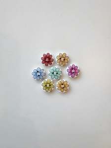 buttons - wooden colourful flower print