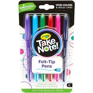 Crayola Take Note Washable Marker Pen 6Pk