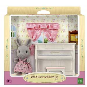 Sylvanian Families Rabbit Sister With Piano Set