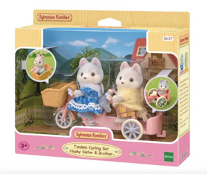 Sylvanian Families Tandem Cycling Set Husky Sister & Brother